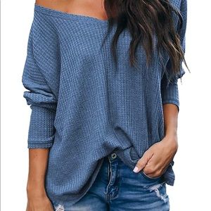 Waffle-knit oversized sweater